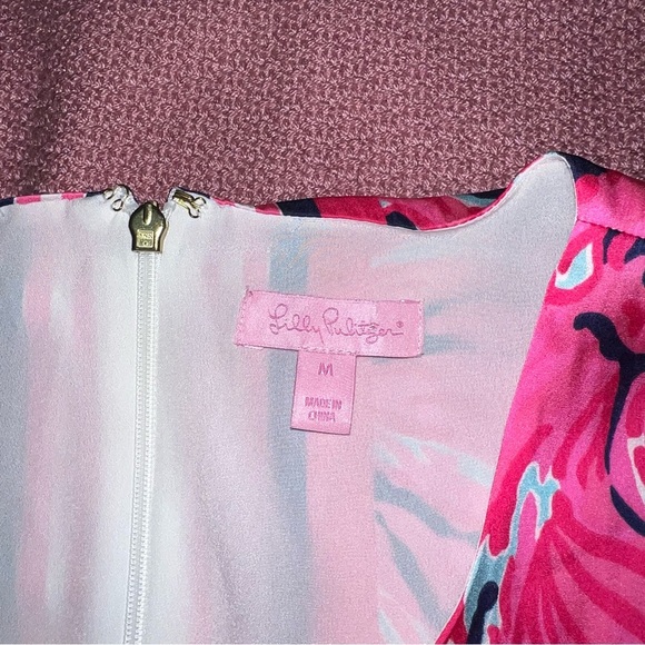 Lilly Pulitzer Iona Bright Navy Flirty Engineered Flowy Shift Dress size M - Picture 7 of 8